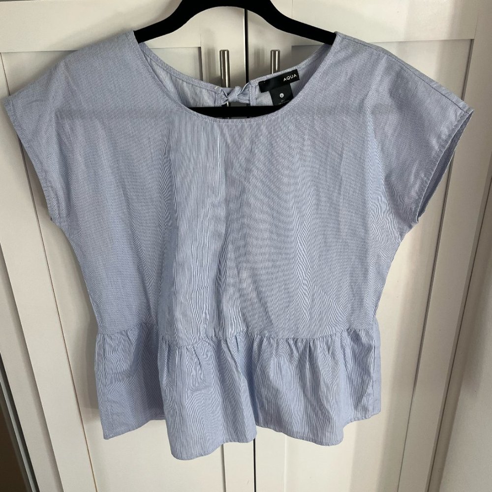 AQUA at Bloomingdale’s Pinstriped Bow Back Top